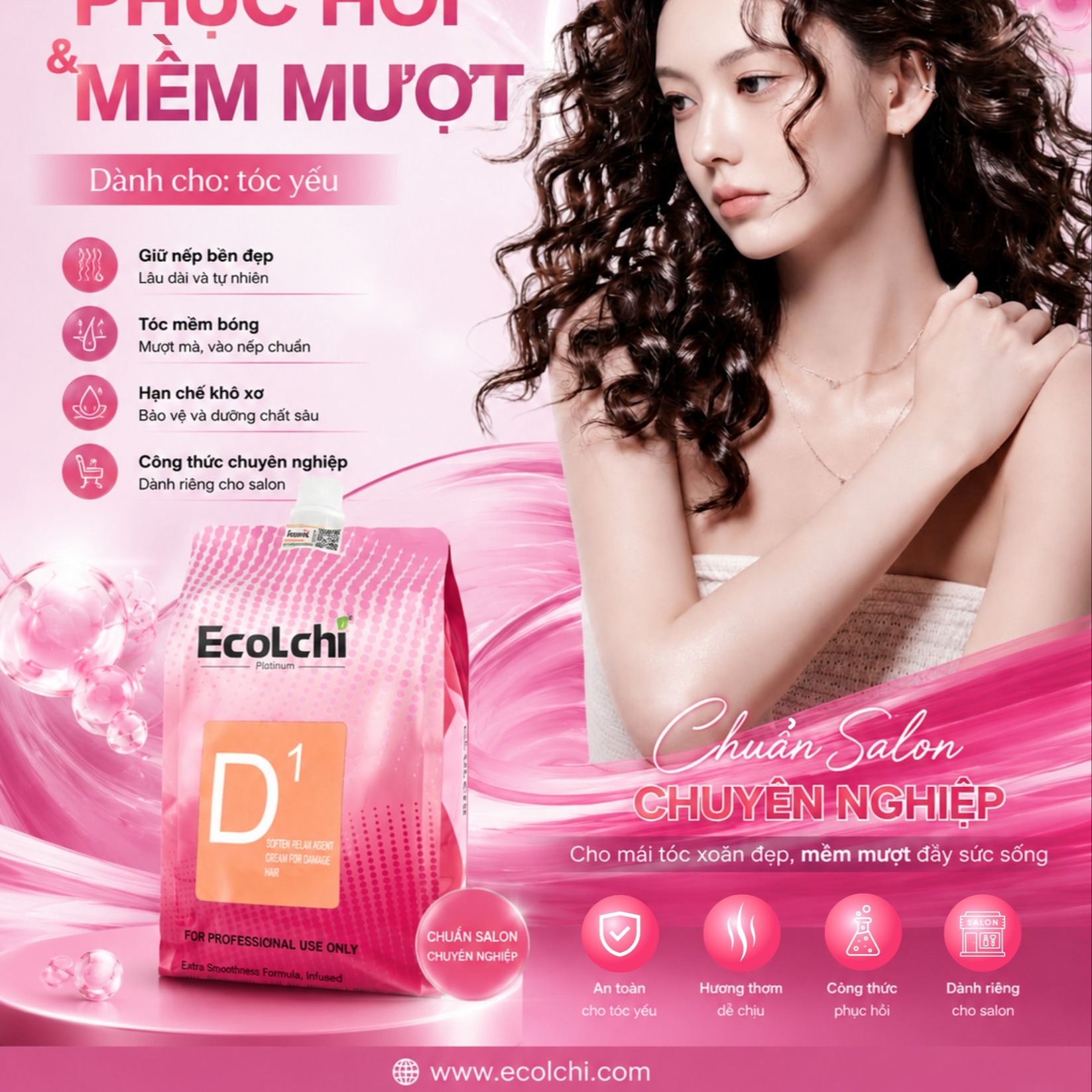 Uốn Duỗi Ecolchi 1000ml Cao Cấp Căng Sóng Mềm Mượt Tóc Mùi Nhẹ Nhàng Phục Hồi Tóc Myphamkhanhdiem