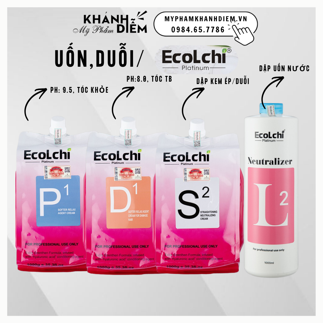 Uốn Duỗi Ecolchi 1000ml Cao Cấp Căng Sóng Mềm Mượt Tóc Mùi Nhẹ Nhàng Phục Hồi Tóc Myphamkhanhdiem