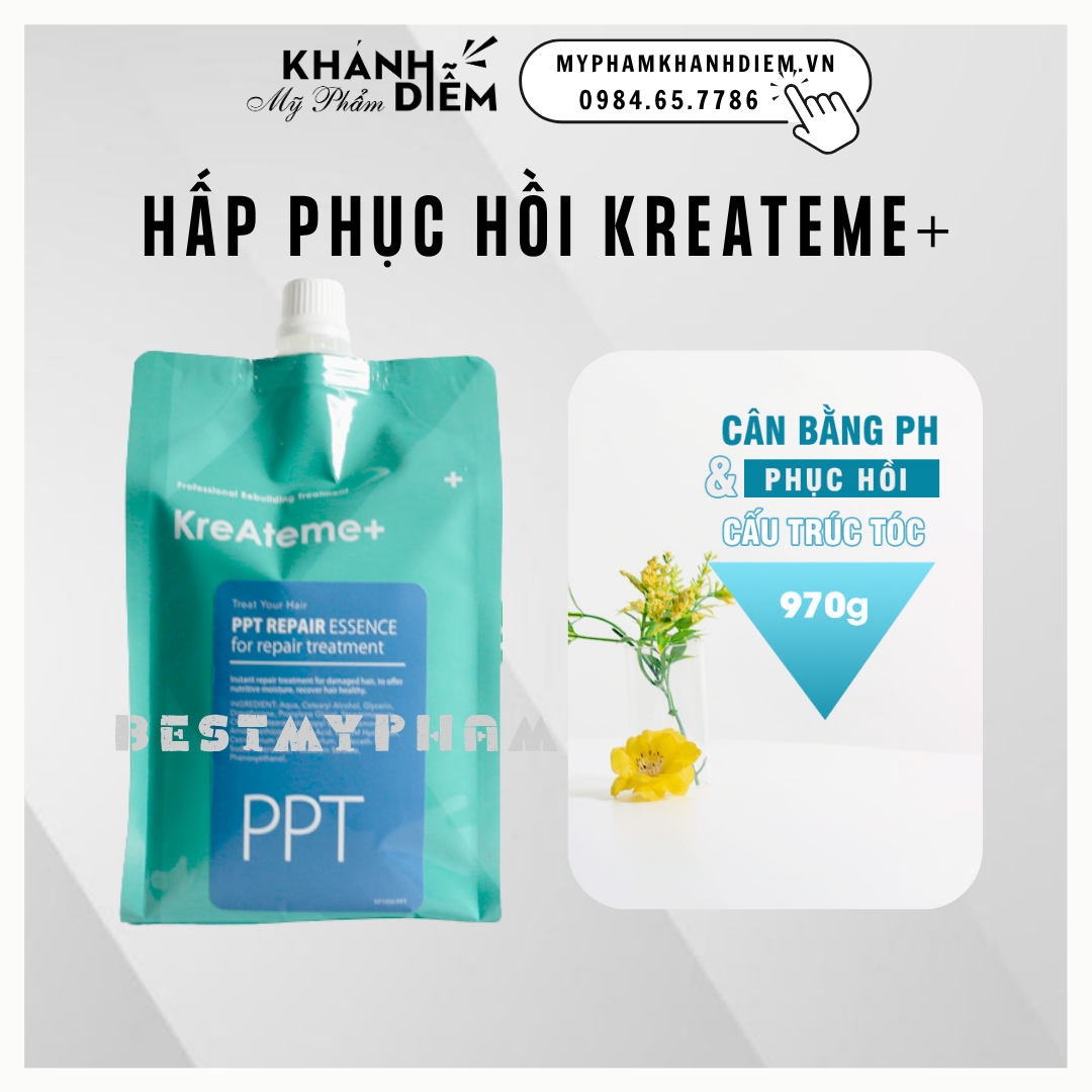 Hấp Phục Hồi Tóc Kreateme PPT 970ml Phục Hồi Tóc Khử Kiềm Siêu Mượt Chính Hãng Myphamkhanhdiem