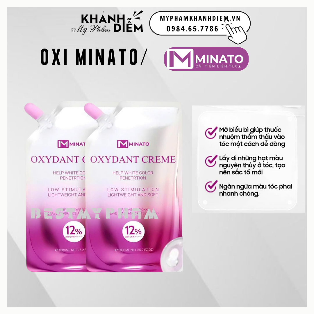 Oxi Trợ Nhuộm Minato 1000ml Sánh Mịn Hòa Quyện Màu Nhuộm Dễ Dàng Mùi Dễ Chịu Giảm Xót Myphamkhanhdiem
