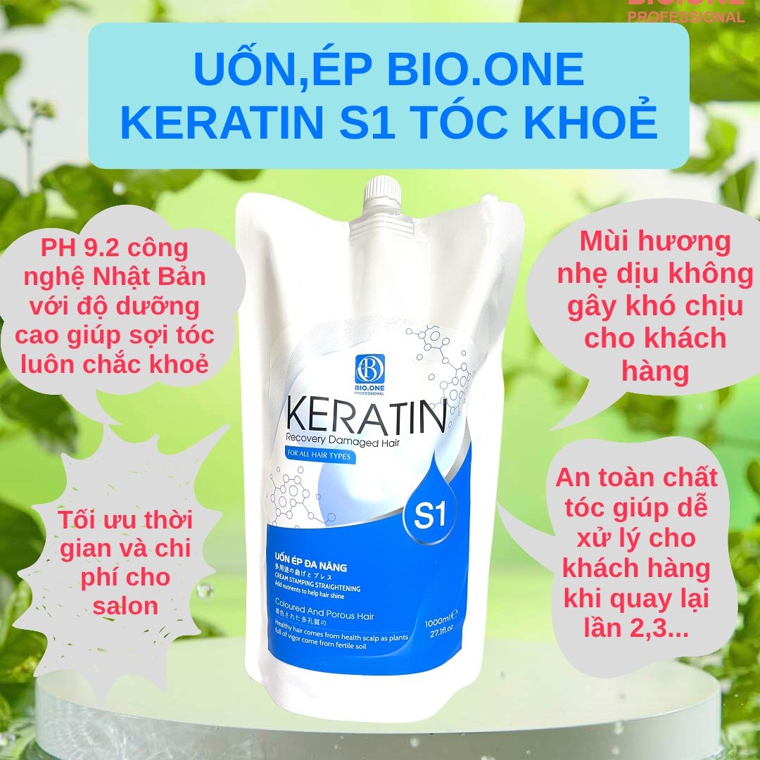 Uốn Duỗi Bio One 1000ml Công Nghệ ATG Nhật Bản Phục Hồi Bảo Vệ Tóc Căng Sóng Mềm Mịn Myphkhanhdiem