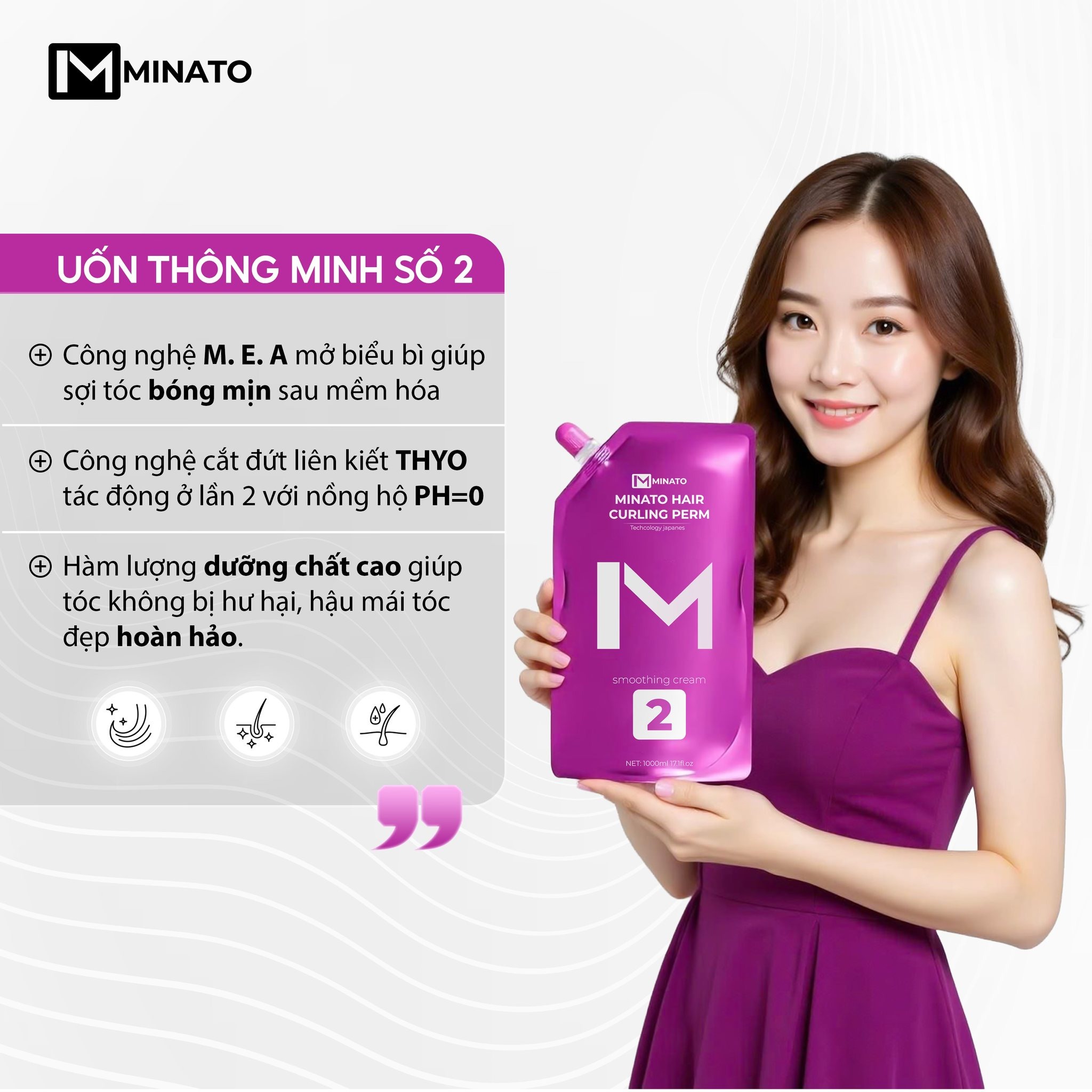 Uốn Thông Minh Minato 1000ml Công Nghệ Nhật Bản MEA Căng Sóng Mềm Mịn Bảo Vệ Tóc Hư Tổn Myphamkhanhdiem