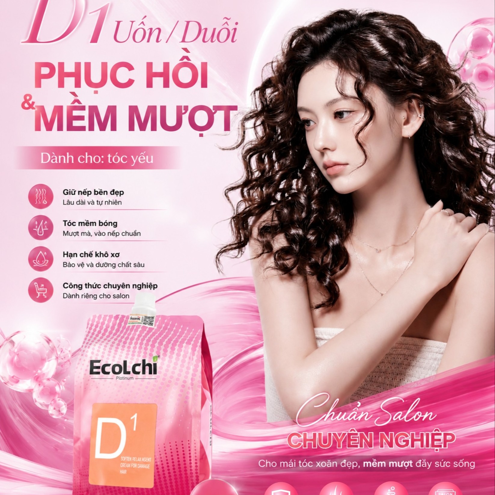 Uốn Duỗi Ecolchi 1000ml Cao Cấp Căng Sóng Mềm Mượt Tóc Mùi Nhẹ Nhàng Phục Hồi Tóc Myphamkhanhdiem