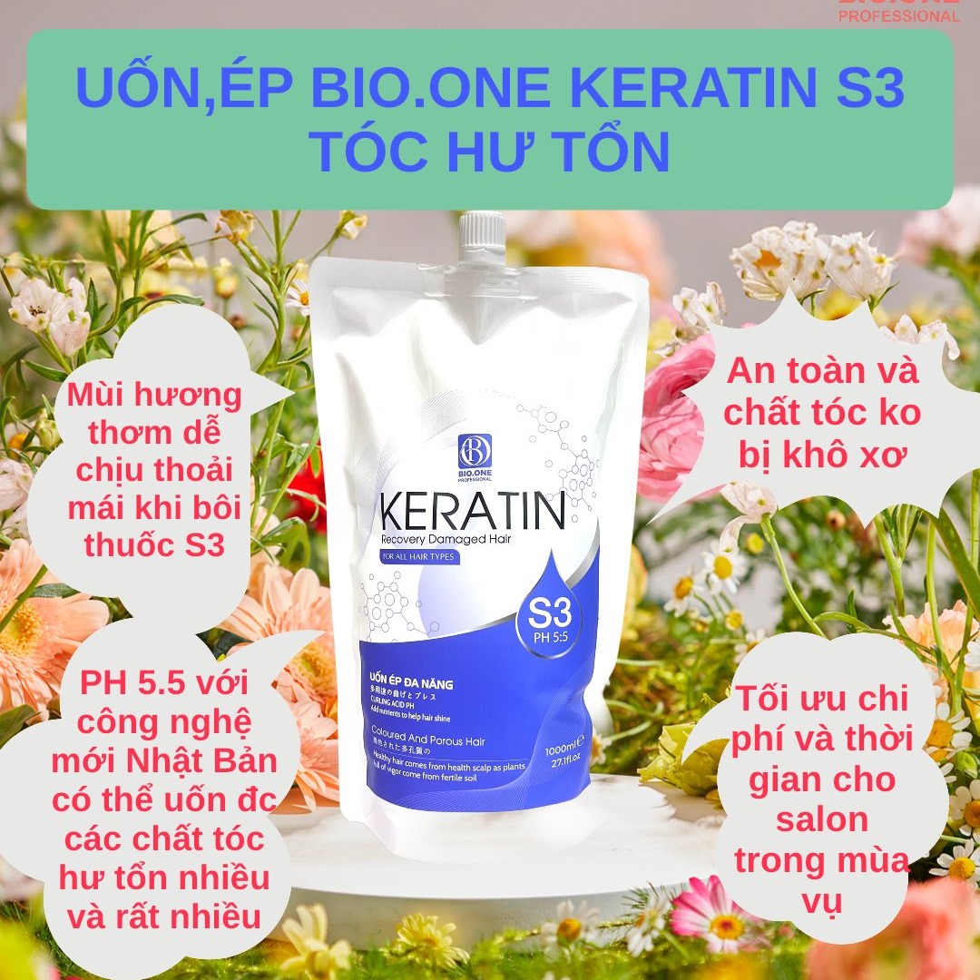 Uốn Duỗi Bio One 1000ml Công Nghệ ATG Nhật Bản Phục Hồi Bảo Vệ Tóc Căng Sóng Mềm Mịn Myphkhanhdiem