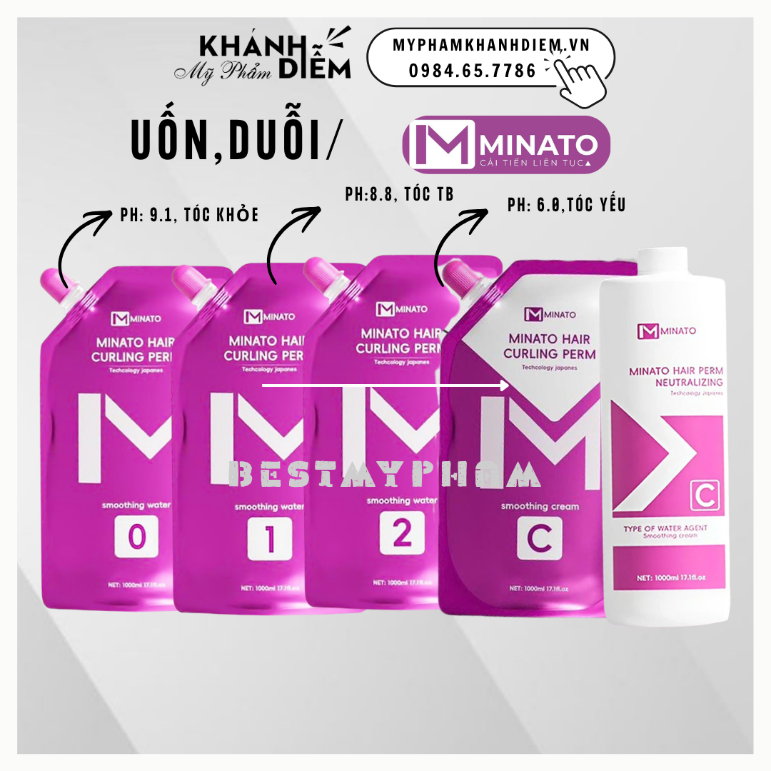 Uốn Thông Minh Minato 1000ml Công Nghệ Nhật Bản MEA Căng Sóng Mềm Mịn Bảo Vệ Tóc Hư Tổn Myphamkhanhdiem