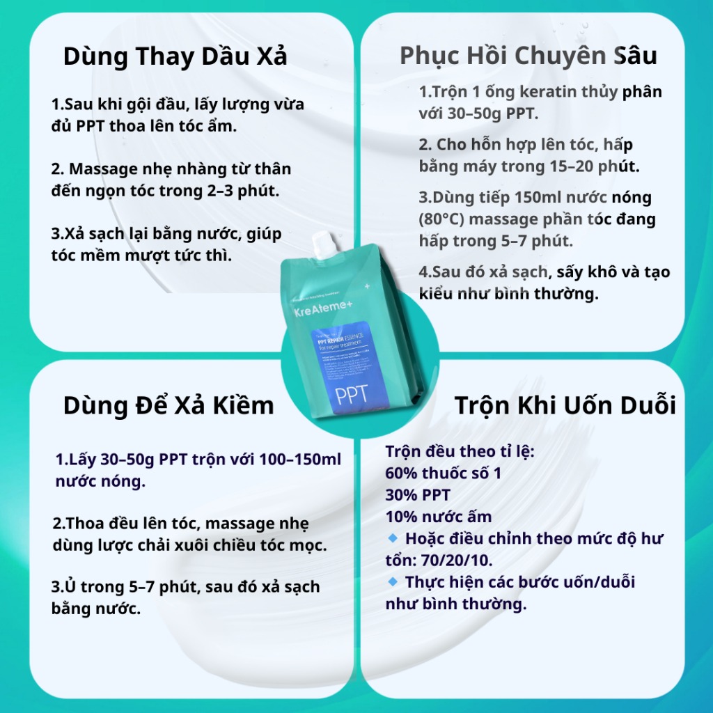 Hấp Phục Hồi Tóc Kreateme PPT 970ml Phục Hồi Tóc Khử Kiềm Siêu Mượt Chính Hãng Myphamkhanhdiem