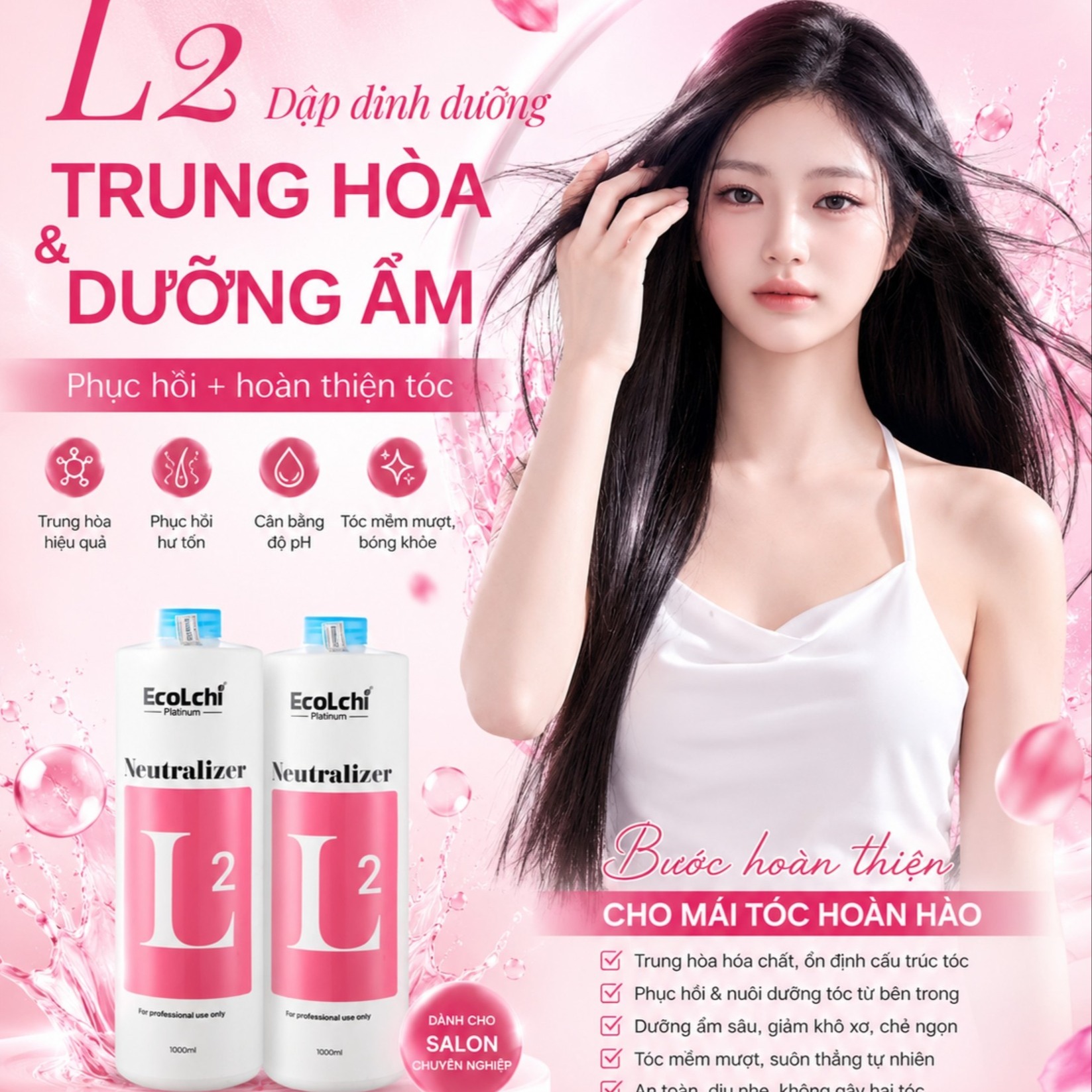 Uốn Duỗi Ecolchi 1000ml Cao Cấp Căng Sóng Mềm Mượt Tóc Mùi Nhẹ Nhàng Phục Hồi Tóc Myphamkhanhdiem