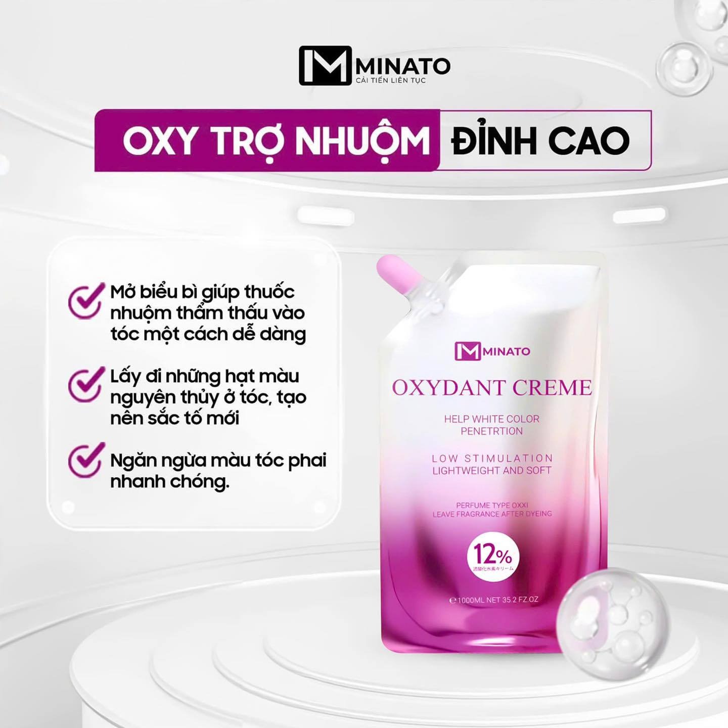 Oxi Trợ Nhuộm Minato 1000ml Sánh Mịn Hòa Quyện Màu Nhuộm Dễ Dàng Mùi Dễ Chịu Giảm Xót Myphamkhanhdiem